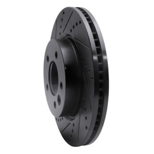 Land Rover LR3 Brake Rotor (1) - Front Left - R1 Concepts - Drilled & Slotted - Black - `05-`07